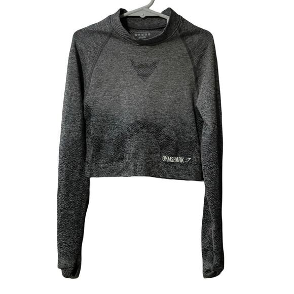 Gymshark Shirt Womens Small Gray Seamless Crop Top Neutral Workout Athleisure - Picture 1 of 6